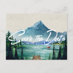 Rustikale Hochzeit am See Save the Date Postkart Ankündigungspostkarte