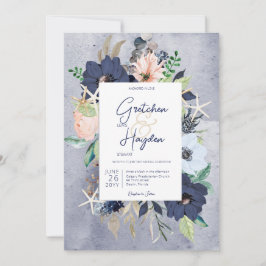 Rustikale Hochzeit am Strand von Floral Einladung