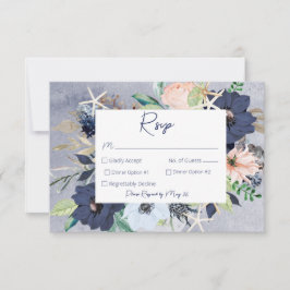 Rustikale Hochzeit am Strand von Floral RSVP Karte