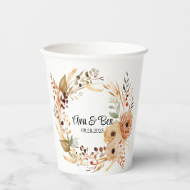 Rustikale Hochzeit auf der Terracotta Creme Pappbecher