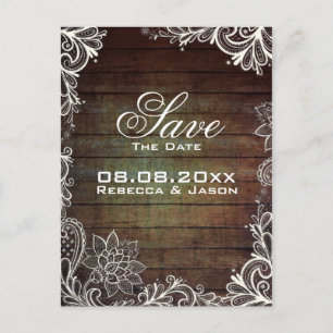 rustikale Hochzeit aus Barnholz Save the Date Ankündigungspostkarte