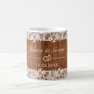 Rustikale Hochzeit aus Holz und Weiß Kaffeetasse