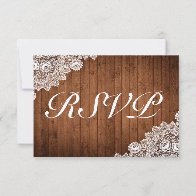 Rustikale Hochzeit aus Holz und Weiß RSVP Karte (Vorderseite)
