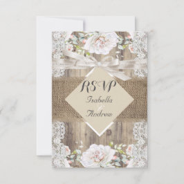 Rustikale Hochzeit Beige Weißrosen UAWG RSVP Karte