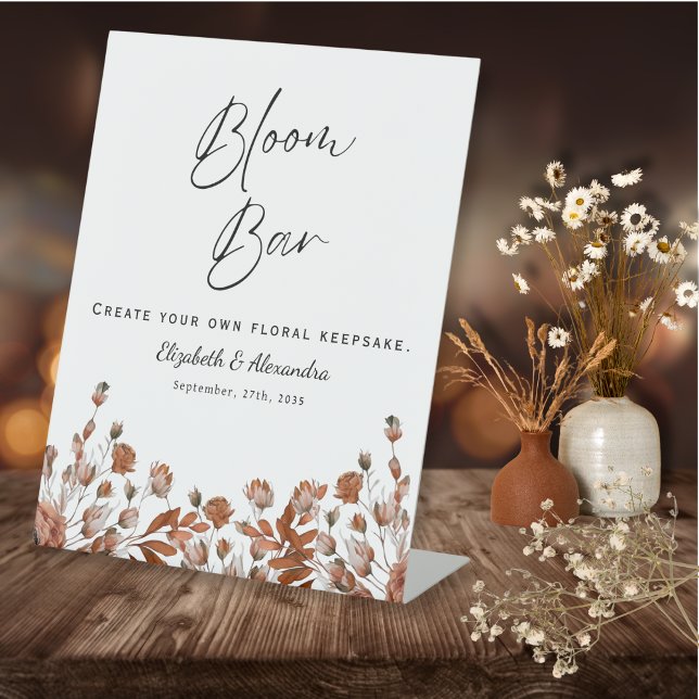 Rustikale Hochzeit Blumenblut Bar Sockelschild (Rustic Wedding Floral Bloom Bar Pedestal Sign)