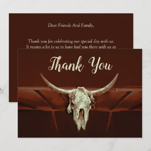 Rustikale Hochzeit Braune Western-Stier-Schädel-La Dankeskarte