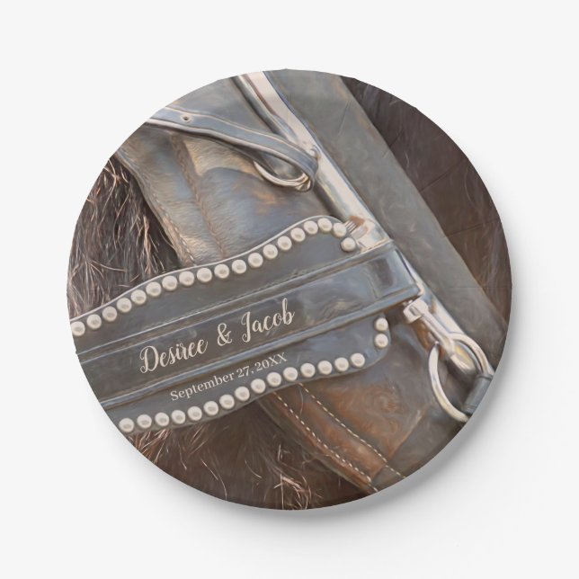 Rustikale Hochzeit brauner Western Pappteller (Vorderseite)