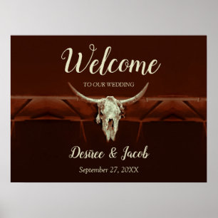 Rustikale Hochzeit Bullenschädel Braun Country Wes Poster