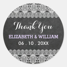 Rustikale Hochzeit & Chalkboard Vielen Dank Lila Runder Aufkleber