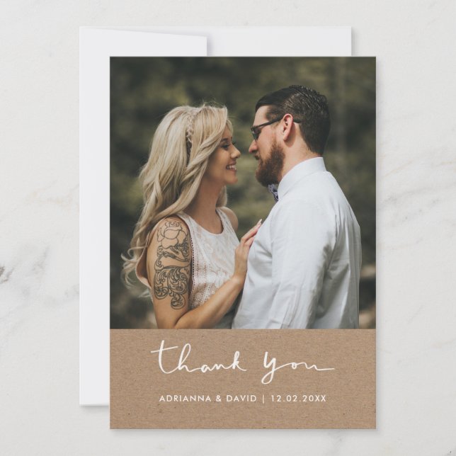 Rustikale Hochzeit danke Ihnen Kraft Paper (Vorderseite)
