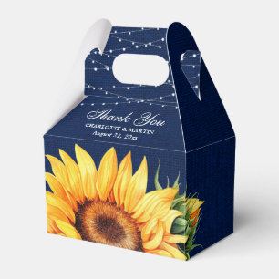 Rustikale Hochzeit der Blaublauen Burlap-Sonnenblu Geschenkschachtel