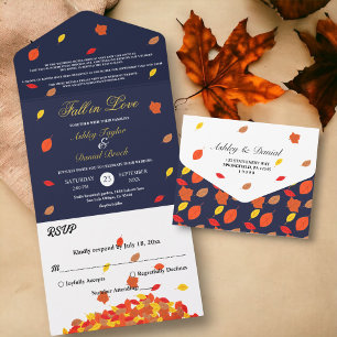 Rustikale Hochzeit der blauen Herbstlaube Herbst All In One Einladung