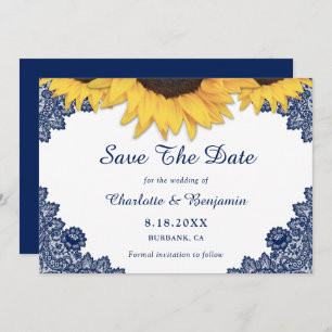 Rustikale Hochzeit der blauen Sonnenblumen der Mar Save The Date