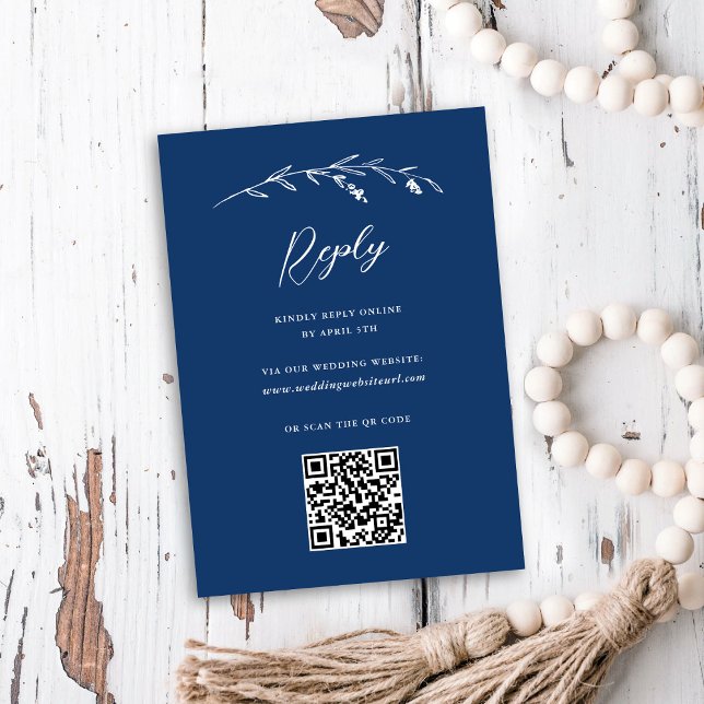 Rustikale Hochzeit der blauen Wildblume QR Code On RSVP Karte (Von Creator hochgeladen)