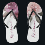 Rustikale Hochzeit der Blumenzwiebelmädchen Flip Flops<br><div class="desc">Romantische,  handgezeichnet Aquarell lila,  pfirsichfarben und bordeauxfarbene Rose Blumendesign und rot rosa Vintage Spitze. Chic und elegant,  großartiger dreh-Flop für Brautjungfrau in Vintage Hochzeit,  rustikale Hochzeit oder Landhochzeit im Herbst. Sehen Sie sich alle passenden Stücke in der Sammlung unten an.</div>