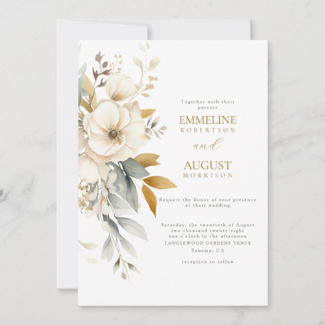Rustikale Hochzeit der Boho-Wildblume Einladung (Vorderseite)