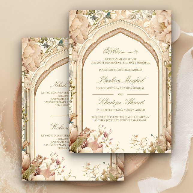 Rustikale Hochzeit der Creme Blumen Arch Einladung (Von Creator hochgeladen)