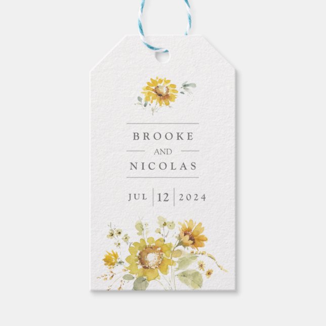 Rustikale Hochzeit der Gelbblüte Geschenkanhänger (Vorderseite)