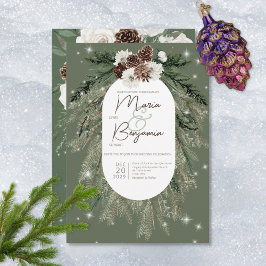 Rustikale Hochzeit der grünen Pine Einladung