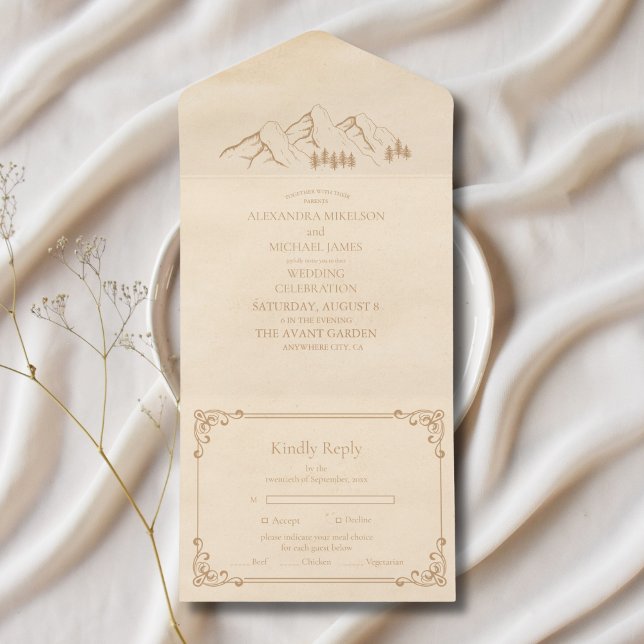 Rustikale Hochzeit der grünen Pinienwälder All In One Einladung (Von Creator hochgeladen)