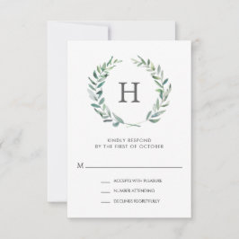 Rustikale Hochzeit der grünen Wasserfarbe RSVP Karte