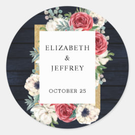 Rustikale Hochzeit der Holzschifffahrt Burgund Gol Runder Aufkleber