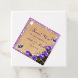 Rustikale Hochzeit der Lila Blütenschmetterlinge Geschenkanhänger