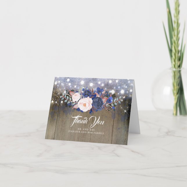 Rustikale Hochzeit der Marine Vielen Dank Dankeskarte (Vorderseite)