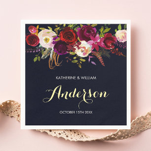 Rustikale Hochzeit der Marsala Navy in Burgund Serviette