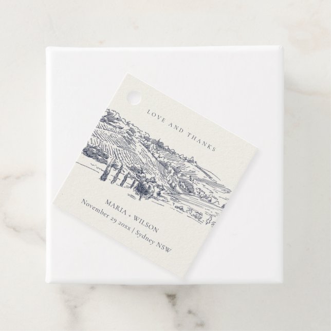 Rustikale Hochzeit der Navy Blauer Weinkeller Geschenkanhänger (Beispiel)