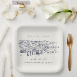 Rustikale Hochzeit der Navy Blauer Weinkeller Pappteller