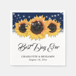 Rustikale Hochzeit der Navy Blue Burlap Lace Sunfl Serviette