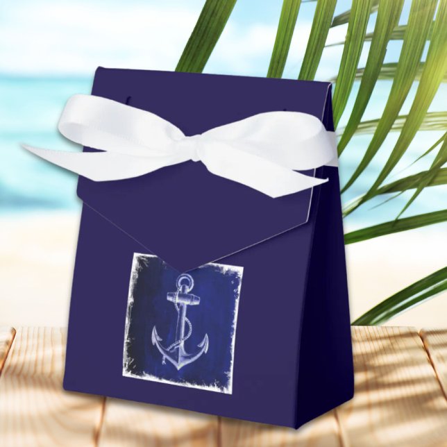 rustikale Hochzeit der Navy Geschenkschachtel (rustic Navy Blue anchor nautical wedding Favor Boxes)