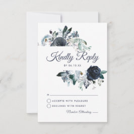 Rustikale Hochzeit der Navy Peony Watercolor RSVP Karte