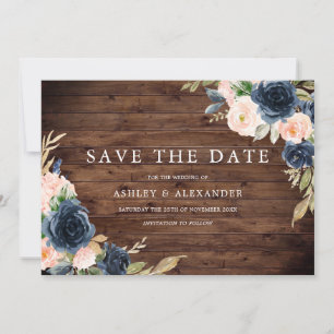 Rustikale Hochzeit der Navy Save The Date
