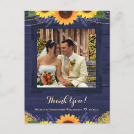 Rustikale Hochzeit der Navy Wood Sunflower Danke F Postkarte