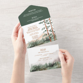 Rustikale Hochzeit der Pinienbäume All In One Einladung