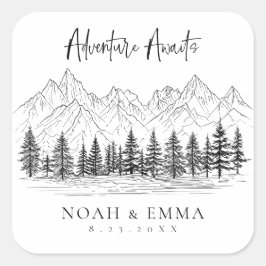 Rustikale Hochzeit der Pinienwälder Quadratischer Aufkleber