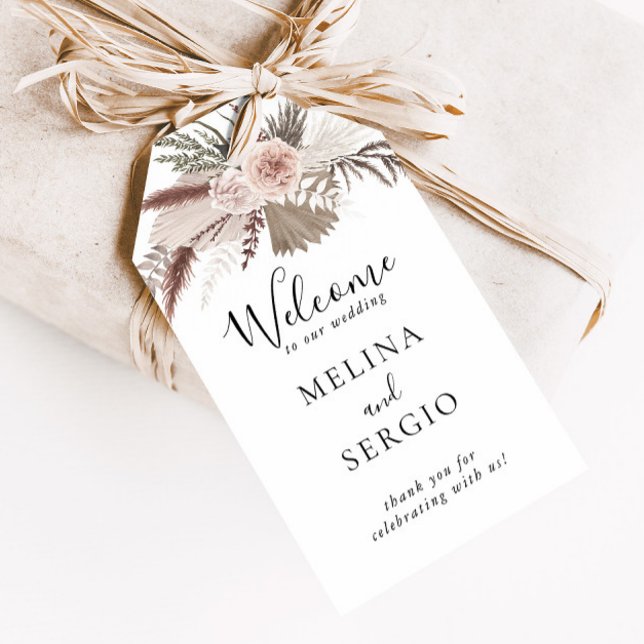 Rustikale Hochzeit der Rose Gold Floral Begrüßung Geschenkanhänger (Von Creator hochgeladen)