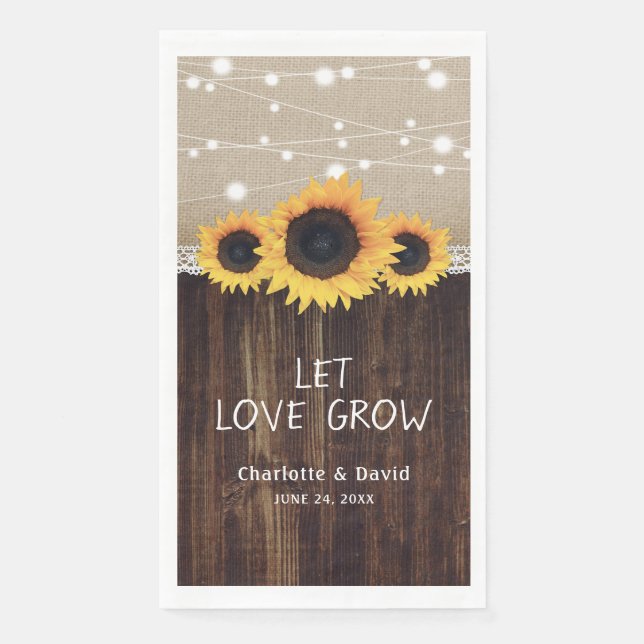 Rustikale Hochzeit der Sonnenblume aus Holz Serviette (Vorderseite)