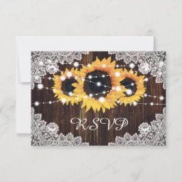 Rustikale Hochzeit der Sonnenblumen aus Holz RSVP Karte