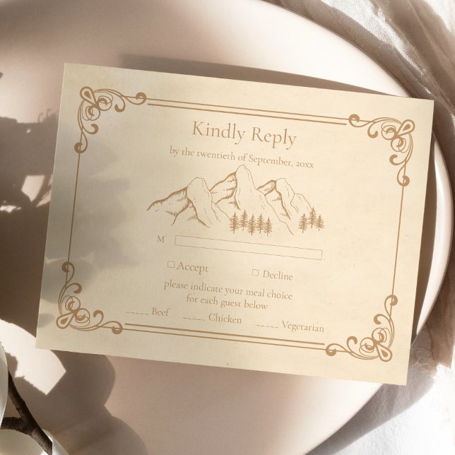 Rustikale Hochzeit der Wald-Berge RSVP Karte (Von Creator hochgeladen)