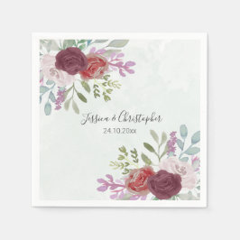 Rustikale Hochzeit der Wasserfarben in Burgund Serviette