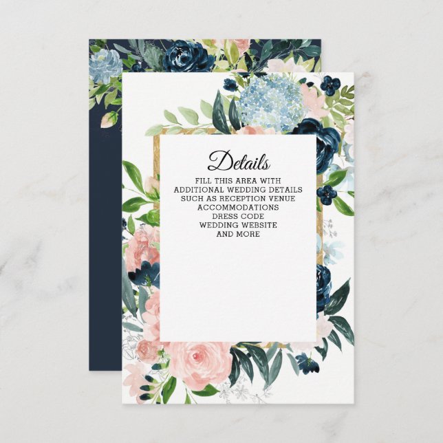 Rustikale Hochzeit der Wasserfarben mit dem blütig Begleitkarte (Vorne/Hinten)