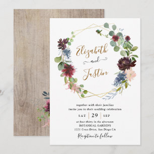 Rustikale Hochzeit der Waterclore der Burgund-Mari Einladung