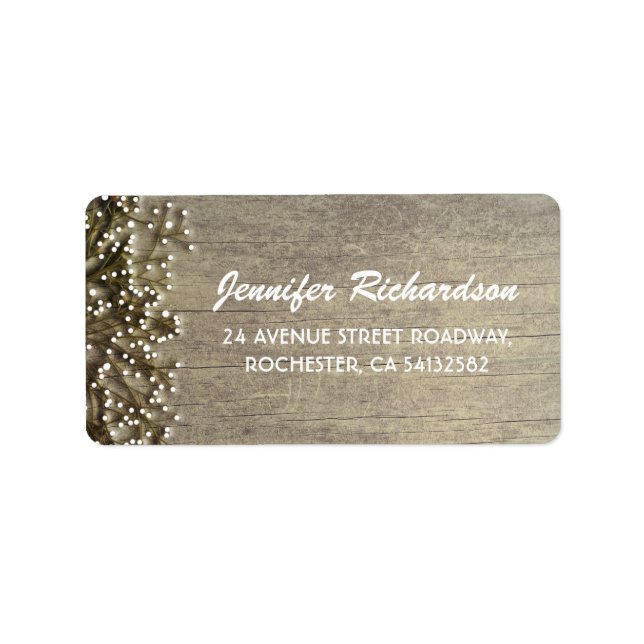 Rustikale Hochzeit des Babys Adressaufkleber (Vorne)