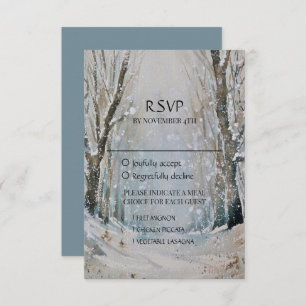 Rustikale Hochzeit des blauen Winterwaldes RSVP Karte
