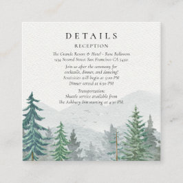 Rustikale Hochzeit des grünen Pinienwaldes Begleitkarte