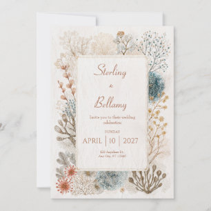 Rustikale Hochzeit des Volkes an der Küste Einladung