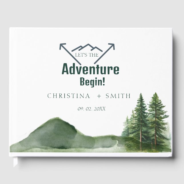 Rustikale Hochzeit des Waldwaldes Pinienwald Gästebuch (Vorderseite)